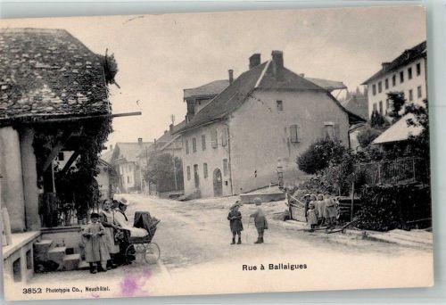 1338 Ballaigues 1908 Foto AK Straße Kinder Kindwerwagen