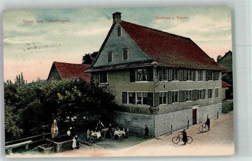 8273 Triboltingen 1910 Foto AK Fahrrad Gasthaus zur Traube