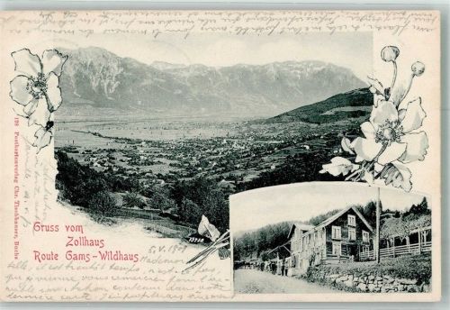 9473 Gams 1901 Foto AK Gasthaus Zollhaus route Gams-Wildhaus