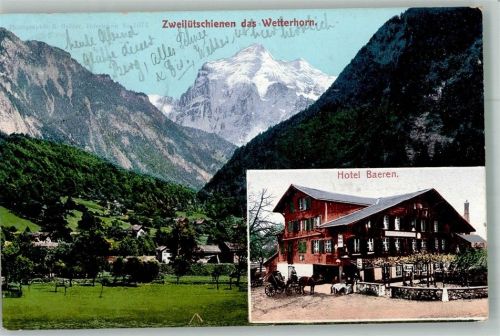 3815 Gündlischwand 1906 Foto AK Hotel Bären Zweilitschinen Wetterhorn
