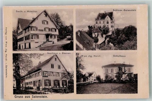 8268 Salenstein Foto AK Schloss Gasthaus zum Hirschen und zum Sternen Schulhaus