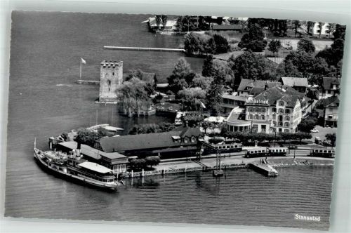 6362 Stansstad Foto AK Bahnhof Hafen Hotel Winkelried