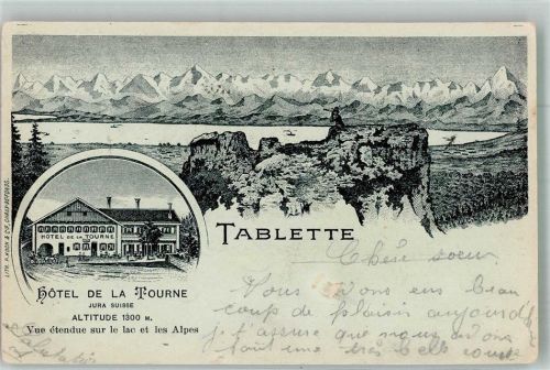 Tablettes 1900 Lithographie Hotel de la Tourne Vorläufer
