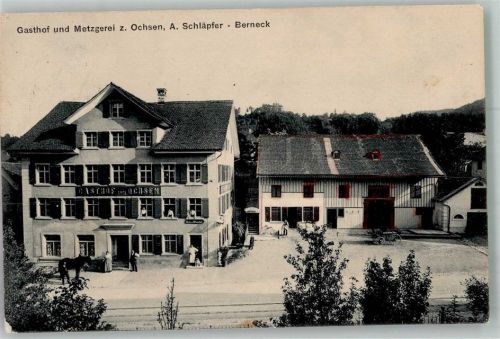 9442 Berneck 1916 Foto AK Gasthaus und Metzgerei zum Ochsen