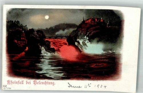 8200 Schaffhausen Sciaffusa 1904 Mondschein Rheinfall bei Beleuchtung