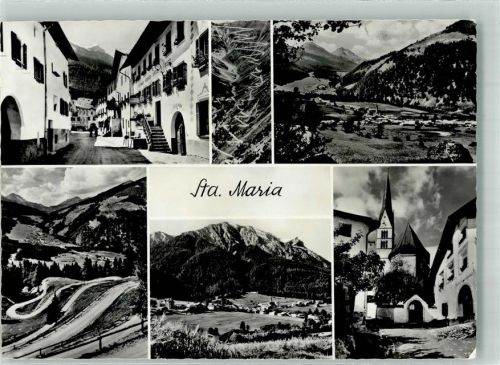 7536 Sta. Maria Val Müstair 1962 Foto AK Straßenansicht Kirche Bergstrasse