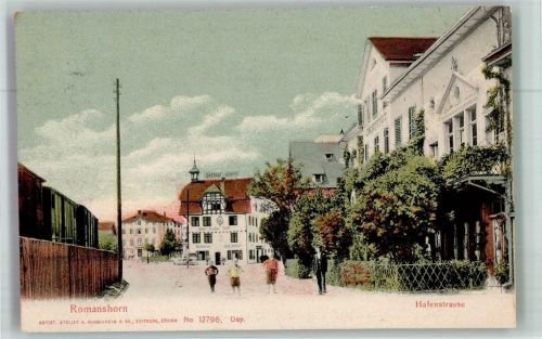 8590 Romanshorn 1910 Foto AK Hafenstrasse Gasthaus Schiff