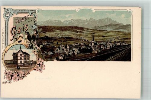 9056 Gais Lithographie Neues Schulhaus