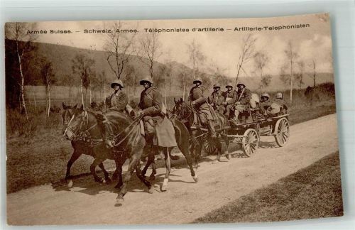 Artillerie Telephonisten Pferd und Wagen ST Bataillon 73 Militär Schweiz