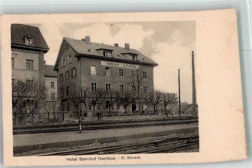 8000 Oerlikon 1924 Foto AK Hotel Bahnhof