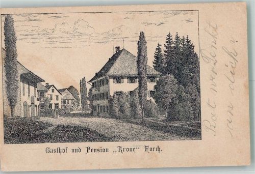 8127 Forch 1901 Radierung Gasthaus Pension Krone