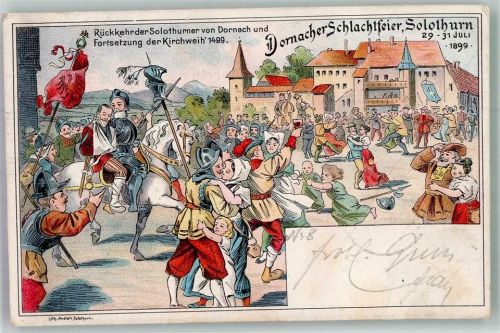 4500 Solothurn Soleure Gebrauchsspuren Dornacher Schlachtfeier 1899 Lithographie