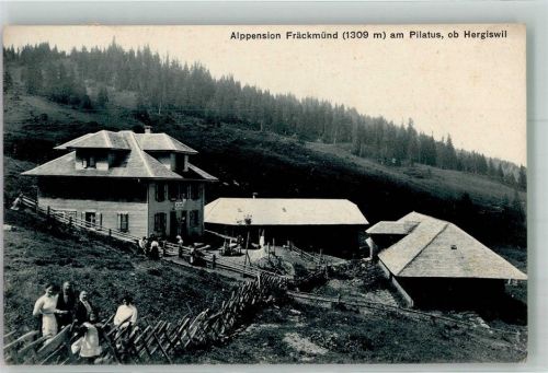 6052 Hergiswil NW 1913 Foto AK Pension Fräckmünd am Pilatus