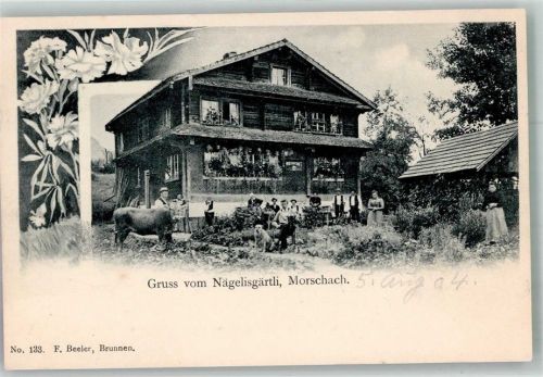 6443 Morschach 1901 Foto AK Gasthaus Nägelisgärtli