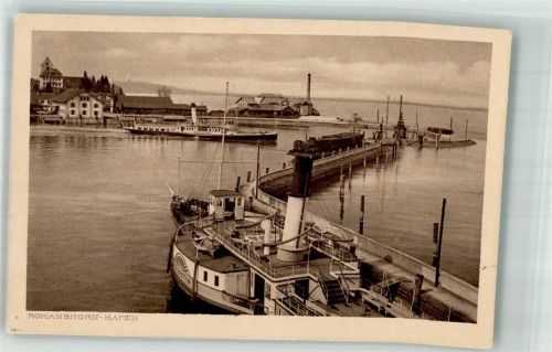 Romanshorn Hafen Raddampfer Helvetia Binnenschiff Foto AK