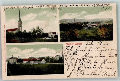 9244 Niederuzwil 1905 Foto AK Kirche Dorfansicht
