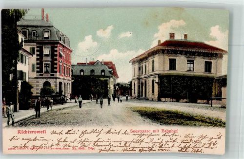 8805 Richterswil 1904 Foto AK Bahnhof Seestrasse