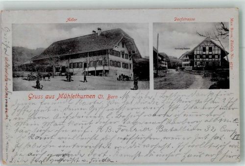 3127 Mühlethurnen 1903 Foto AK Gasthaus Adler Dorfstrasse