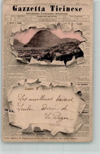 6900 Lugano 1902 Gebrauchsspuren Zeitung Gazetta Ticinese Zeitungs-AK