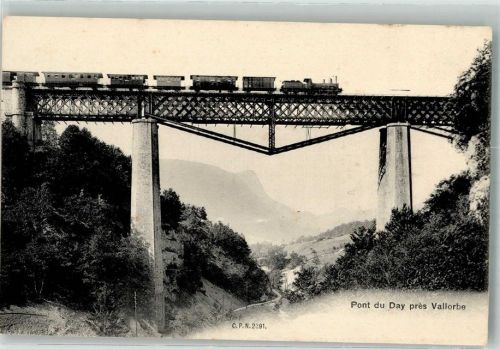 1337 Vallorbe Foto AK Eisenbahn Pont du Day