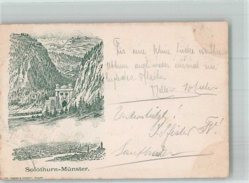 4500 Solothurn Soleure 1908 Lithographie Tunnel Solothurn-Münster Gesicht Vorläufer