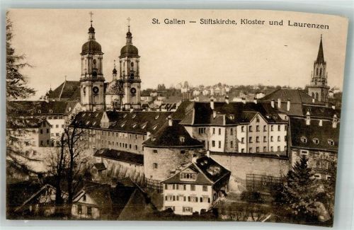 9000 St. Gallen S. Gallo Foto AK Stifts- Kirche Kloster und Laurenzen