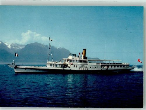 Raddampfer Le Rhone auf dem Genfersee Binnenschiff Foto AK