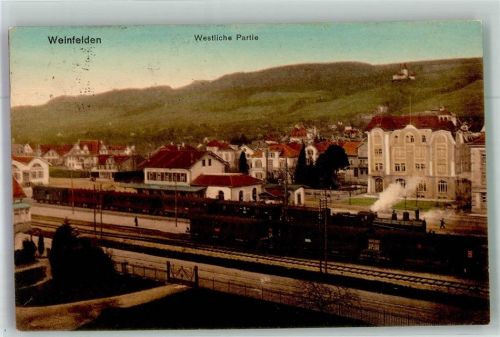 8570 Weinfelden 1923 Foto AK Bahnhof Eisenbahn
