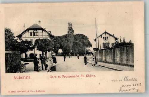 1170 Aubonne La Vaux 1903 Foto AK Gare et Promenade du Chene