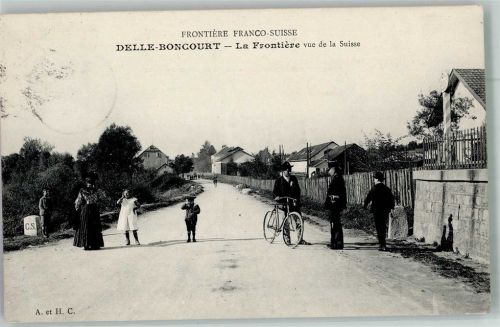 2926 Boncourt Foto AK Grenze Fahrrad Uniform