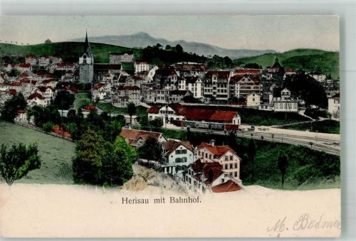 9100 Herisau 1904 Foto AK Bahnhof