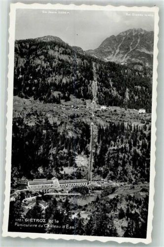 1925 Gietroz Finhaut 1954 Foto AK Bergbahn Wasserkraftwerk
