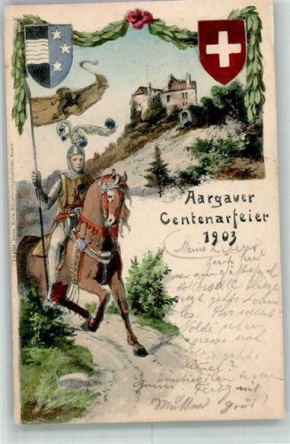 5000 Aarau 1903 Lithographie Burg Aargauer Centenarfeier 1903