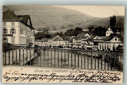 5408 Ennetbaden 1902 Foto AK Hotel Gruss aus