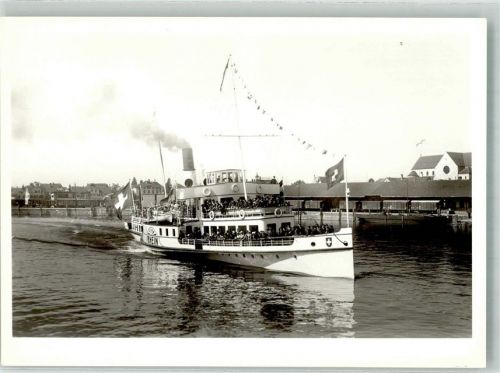 Romanshorn Bodenseedampfer S/S Rhein Bahnhof Eisenbahn Binnenschiff 1966 Foto AK