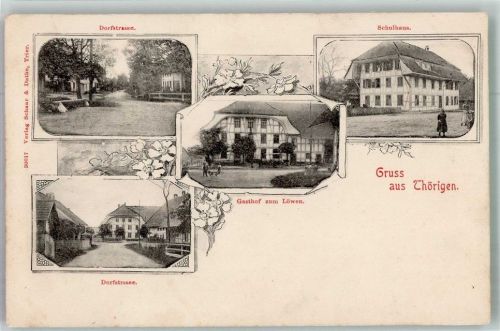3367 Thörigen Foto AK Dorfstrasse Gasthaus zum Löwen Schulhaus