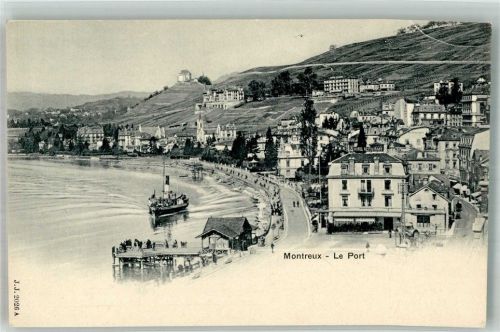 1820 Montreux Foto AK Hafen