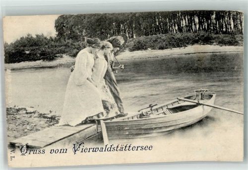 6000 Luzern Lucerne Foto AK Gruss vom Vierwaldstätter See Frauen Mode