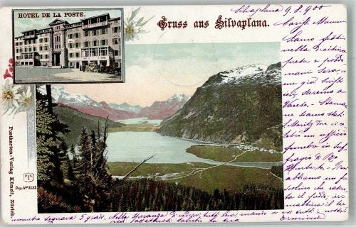 7513 Silvaplana 1900 Foto AK Postkutsche Post- Hotel