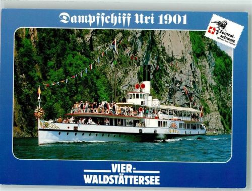 Raddampfer Uri auf dem Vierwaldstättersee Fotograf Burkhardt Binnenschiff Foto AK