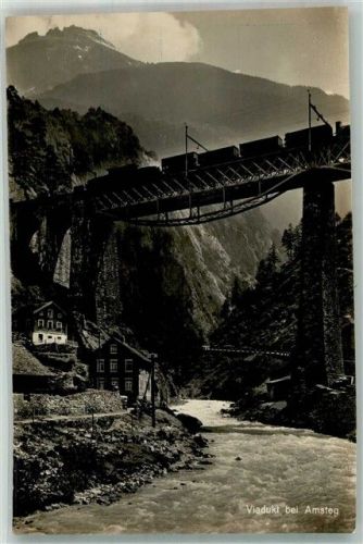 6474 Amsteg Foto AK Viadukt Eisenbahn