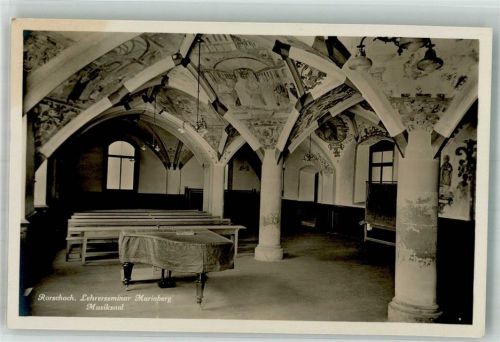 9400 Rorschach 1939 Foto AK Leherseminar Marienberg Musiksaal