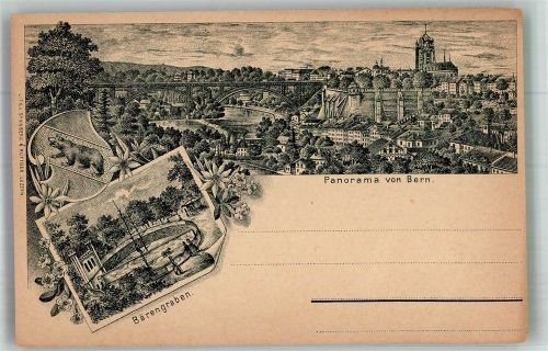 3000 Bern Berne Lithographie Bärengraben Panorama Vorläufer