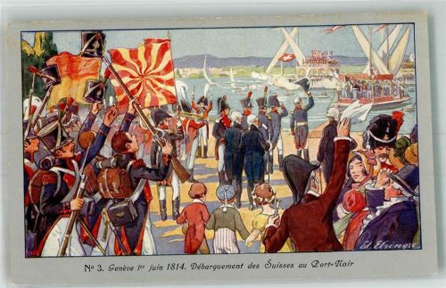 1200 Genève Genf Künstlerkarte Nr. 3 Debarquement des Suisses au Port-Noir 1814-1914