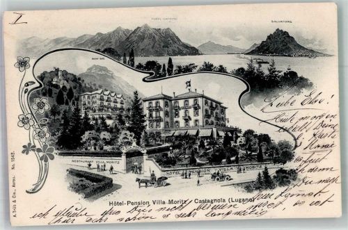 6906 Castagnola-Cassarate 1906 Foto AK Hotel Pension Villa Moritz