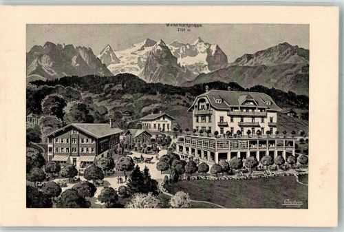 6083 Hasliberg Hohfluh 1917 Lithographie / Künstlerkarte Hotel Kurhaus Alpenruhe