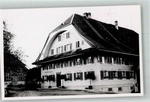 6215 Schwarzenbach 1942 Foto AK Gasthaus zum Löwen Ort handschriftlich Stempel Eidg.Landestopographie