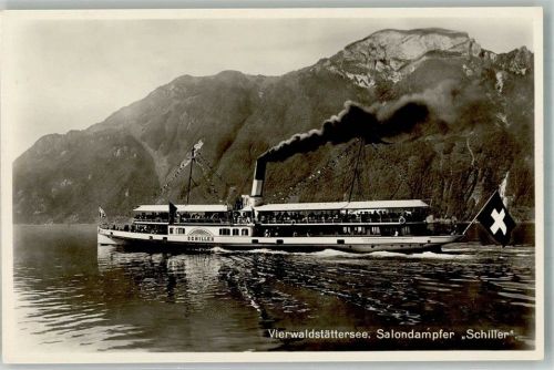 Vierwaldstättersee Raddampfer Schiller Verlag Goetz 8918 Binnenschiff Foto AK