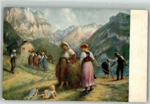 sign. Rittmeyer E. Heuernte Pro Juventute Schweiz 1921 Künstlerkarte