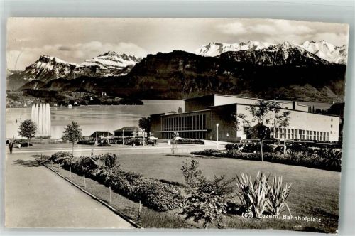 6000 Luzern Lucerne Foto AK Bahnhofplatz Auto